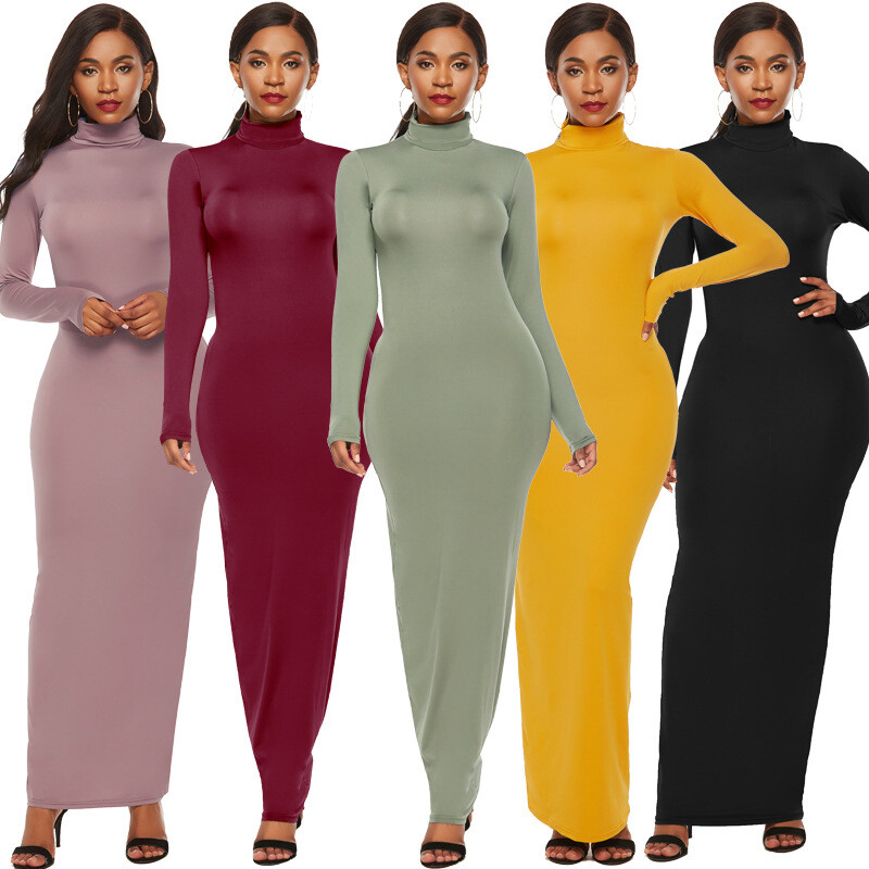 long sleeve turtleneck maxi dress